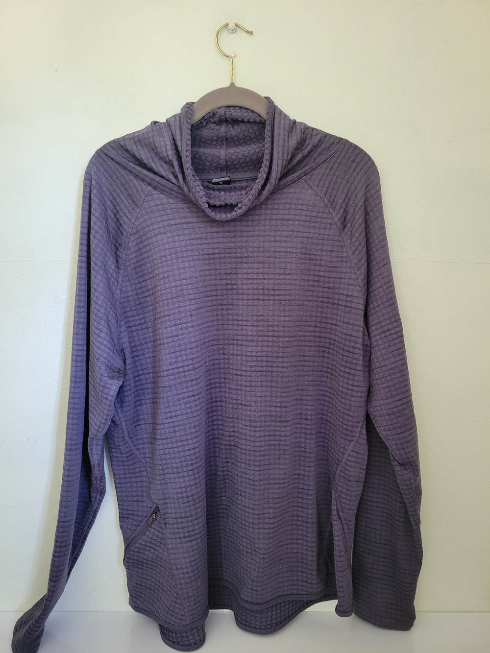 Champion Athleisure Purple Waffle Knit Turtleneck Pullover